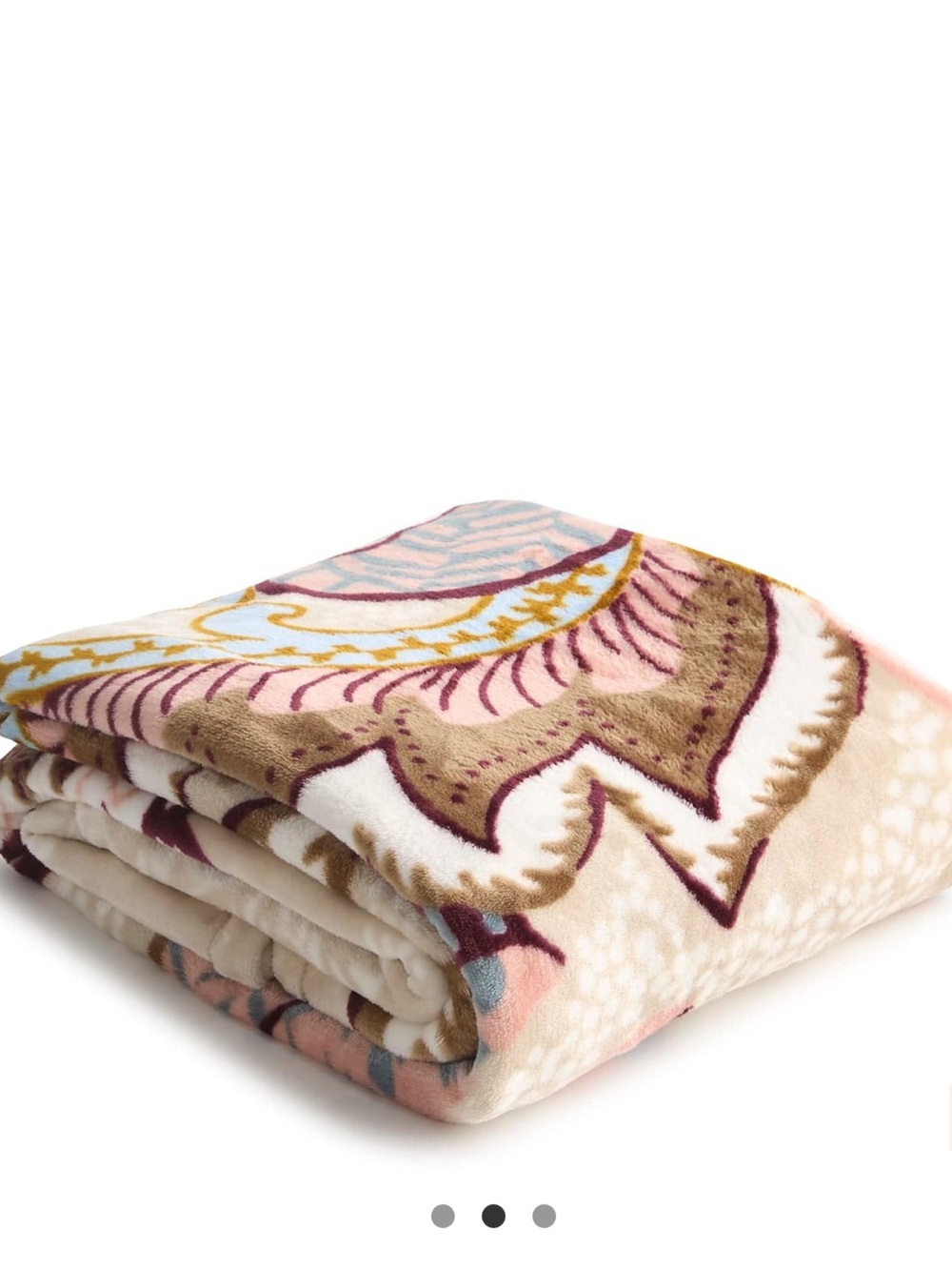 Vera Bradley Paisley Plush Throw in Pink, Tan and Gold Accents